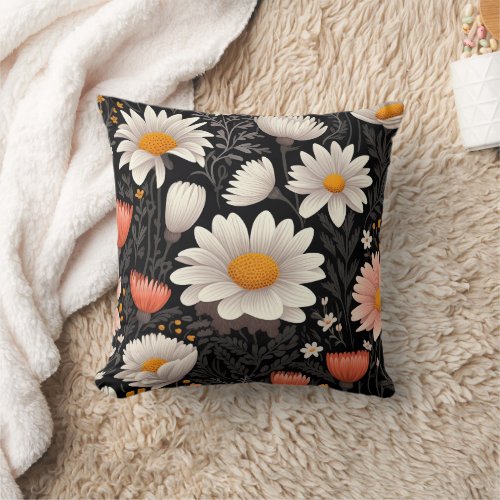 Boho Watercolor Wildflower Botanical  Throw Pillow