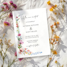 Boho Watercolor Wildflower Calligraphy Wedding