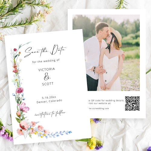Boho Watercolor Wildflower Calligraphy Wedding