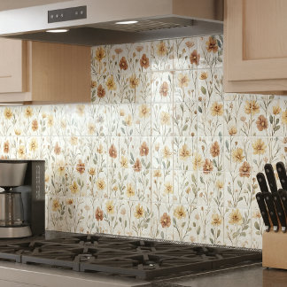 Boho Watercolor Wildflower Ceramic Ceramic Tile