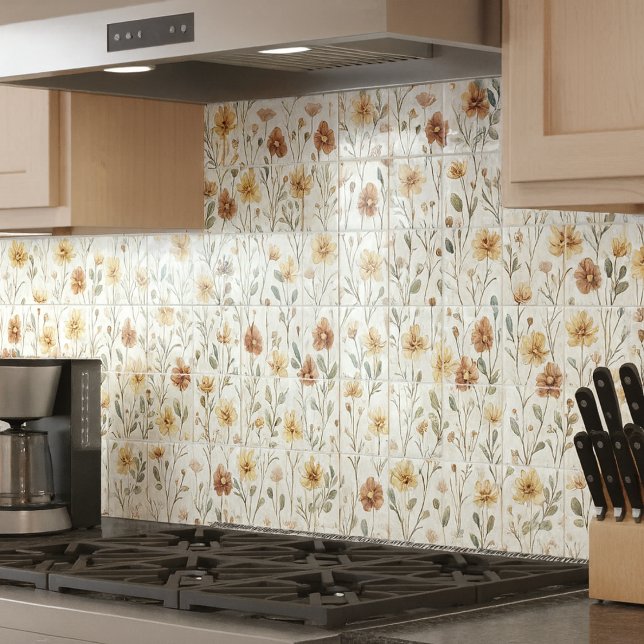 Boho Watercolor Wildflower Ceramic Ceramic Tile (Creator Uploaded)