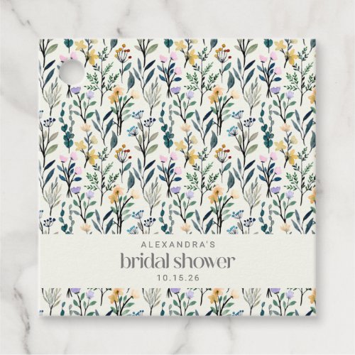 Boho Watercolor Wildflower Custom Bridal Shower Favor Tags