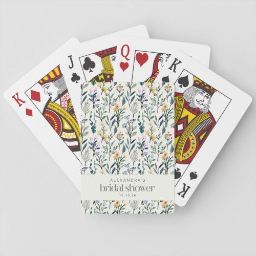 Boho Watercolor Wildflower Custom Bridal Shower   Poker Cards