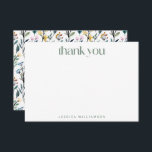 Boho Watercolor Wildflower Custom Bridal Shower  Thank You Card<br><div class="desc">Boho Aesthetic Watercolor Wildflower Custom Bridal Shower Thank You Card</div>