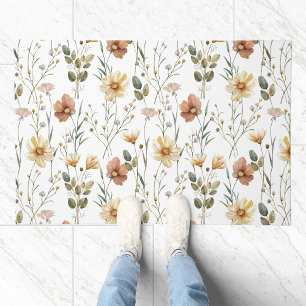 Boho Watercolor Wildflower Doormat