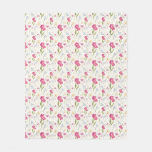 Boho Watercolor Wildflower Fleece Blanket