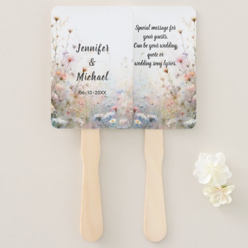 Boho Watercolor Wildflower Floral Personalize Hand Fan