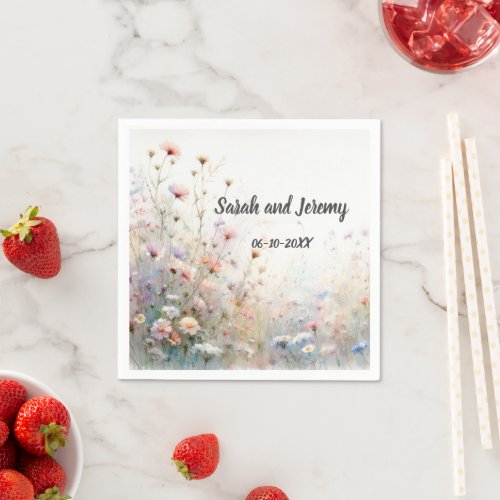 Boho Watercolor Wildflower Floral Personalize Napkins