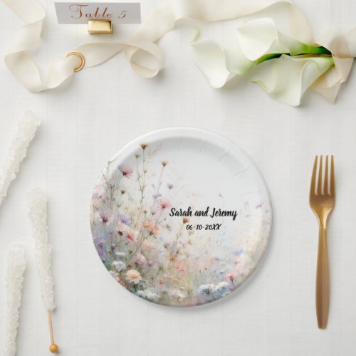 Boho Watercolor Wildflower Floral Personalize Paper Plates