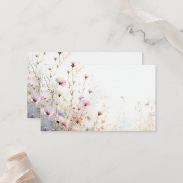 Boho Watercolor Wildflower Floral Personalize Place Card (Front/Back In Situ)