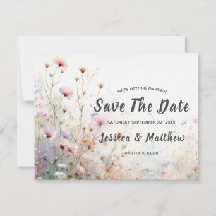 Boho Watercolor Wildflower Floral Personalize Save The Date