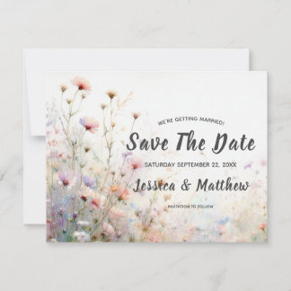Boho Watercolor Wildflower Floral Personalize Save The Date