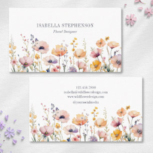 Boho Watercolor Wildflower Florist Designer Business Card