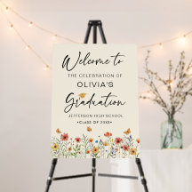 Boho watercolor wildflower Graduation Welcome sign