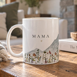 Boho Watercolor Wildflower Mountain Mama Coffee Mug