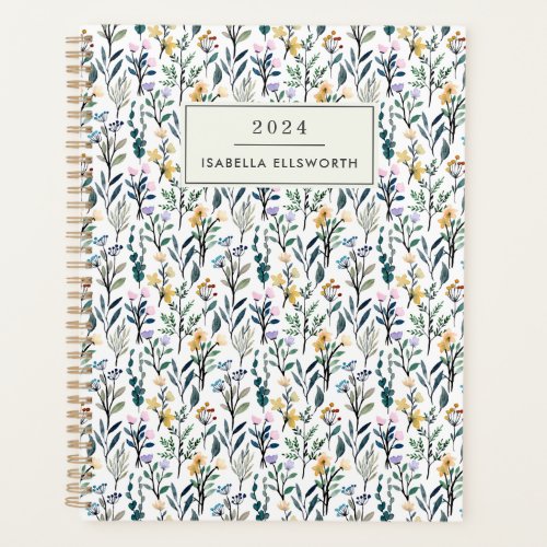 Boho Watercolor Wildflower Personalized 2024 Planner