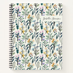 Boho Watercolor Wildflower Personalized Sketchbook Notebook