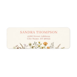 Boho Watercolor Wildflower Return Address Label