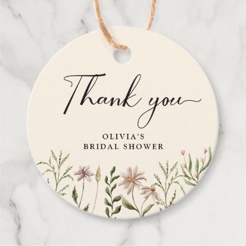 Boho Watercolor Wildflower Thank You  Favor Tags