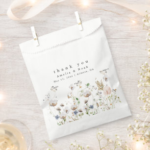Boho Watercolor Wildflower Wedding Favor Bag