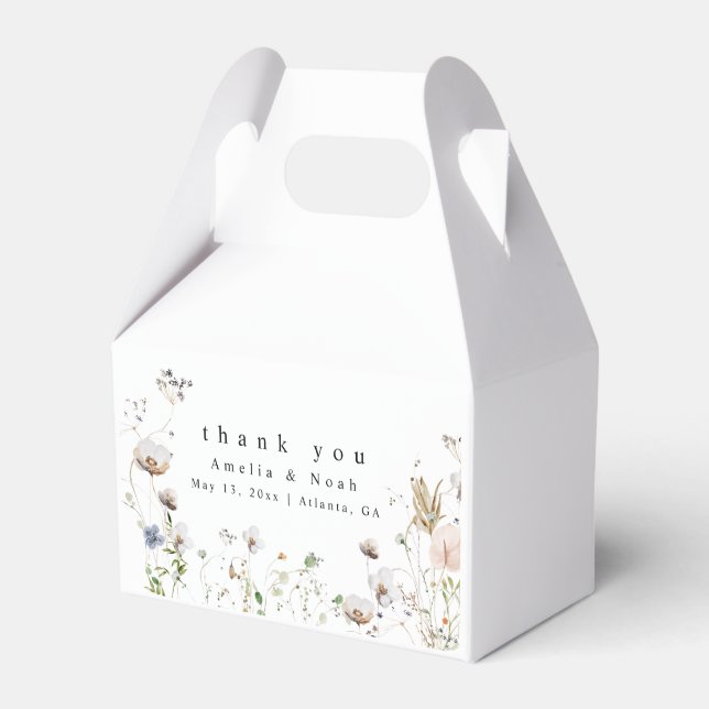 Boho Watercolor Wildflower Wedding Favor Box (Front Side)