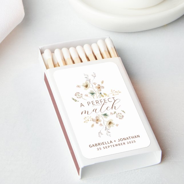 Boho Watercolor Wildflower Wedding Favor Matchboxes (Creator Uploaded)