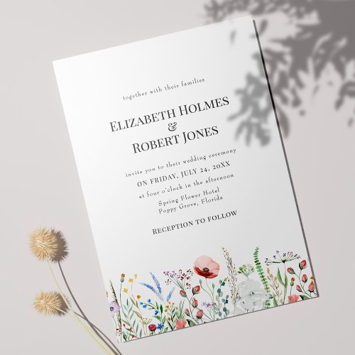 Boho Watercolor Wildflower Wedding Invitation