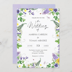 Boho Watercolor Wildflower Wedding Invitation