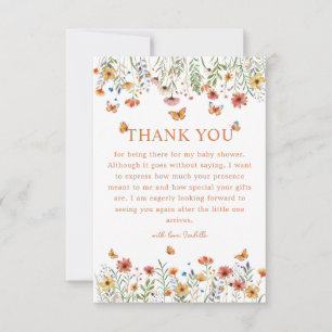 Boho Watercolor Wildflowers Baby Shower Thank you 