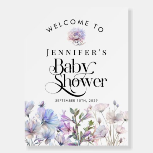 Boho Watercolor Wildflowers Baby Shower Welcome  Foam Board