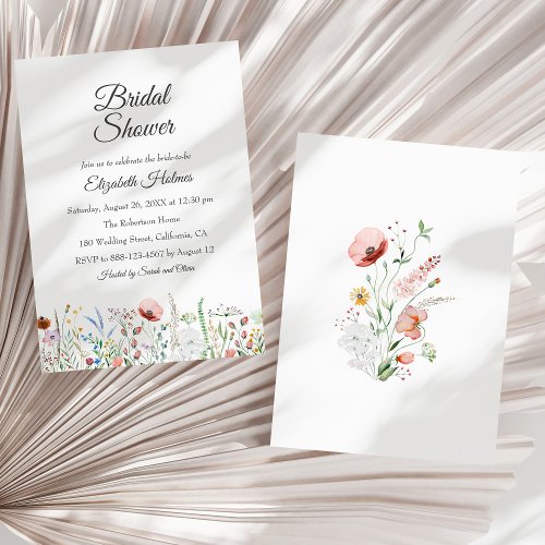 Boho Watercolor Wildflowers Bridal Shower Invitation