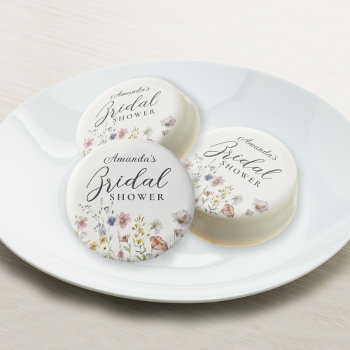 Boho Watercolor Wildflowers Floral Bridal Shower Chocolate Covered Oreo by DancingPelican at Zazzle