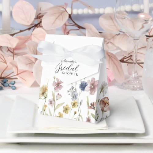 Boho Watercolor Wildflowers Floral Bridal Shower Favor Boxes
