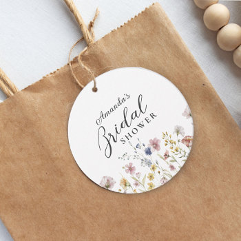 Boho Watercolor Wildflowers Floral Bridal Shower Favor Tags by DancingPelican at Zazzle