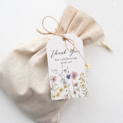 Boho Watercolor Wildflowers Floral Thank You Gift Tags