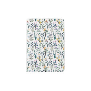 Boho Watercolor Wildflowers Painting Pattern Passport Holder