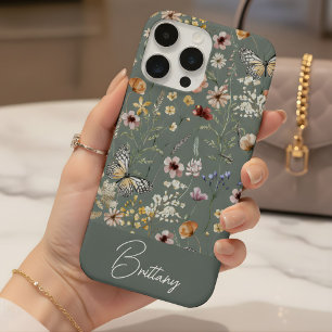 Boho Watercolor Wildflowers Pattern  iPhone 15 Pro Case