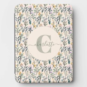 Boho Watercolor Wildflowers Pattern Monogram Name Kindle Cover