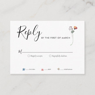 Boho Watercolor Wildflowers RSVP Enclosure Card