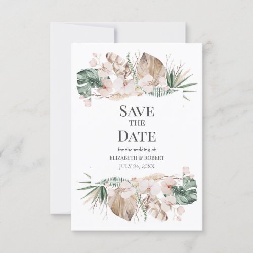 Boho Watercolor Wildflowers Save The Date Card