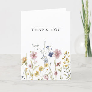 Boho Watercolor Wildflowers Thank You