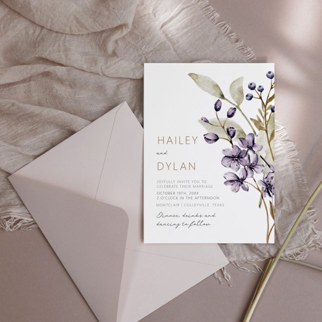 Boho Watercolor Wildflowers Wedding Invitation (Creator Uploaded)