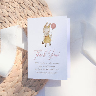 Boho Watercolor Woodland Bunny Gender Reveal Thank You Card