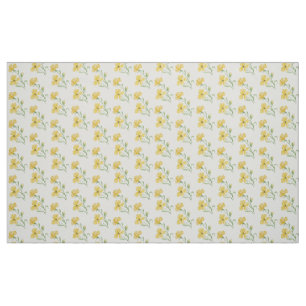 Boho Watercolor Yellow Floral Pattern Fabric