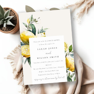 Boho Watercolor Yellow Lemon Garden Couples Shower Invitation