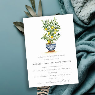 Boho Watercolor Yellow Lemon Tree Rehearsal Dinner Invitation