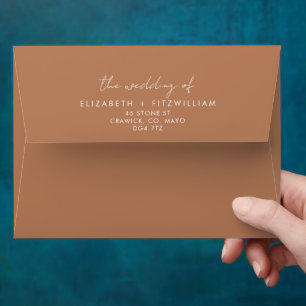 Boho Watercolour Abstract   Caramel Mocha Wedding  Envelope