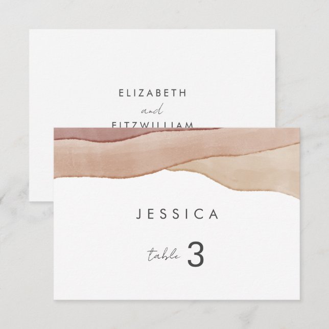 Boho Watercolour Abstract | Guests Name Place Card (Front/Back)