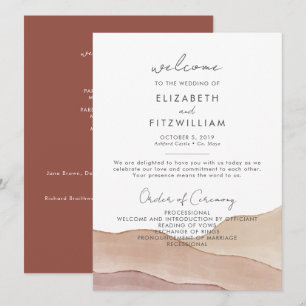 Boho Watercolour Abstract Rust Maple Wedding Program