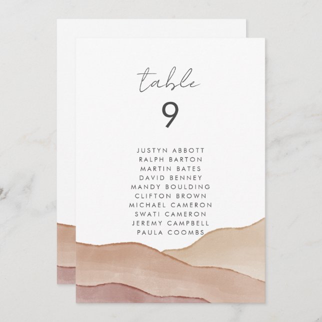 Boho Watercolour Abstract | Seating Chart Card (Front/Back)